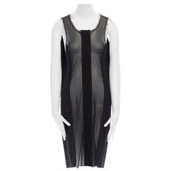 COMME DES GARCONS Vintage AW1993 sheer pinstripe wool panelled raw edge dress M