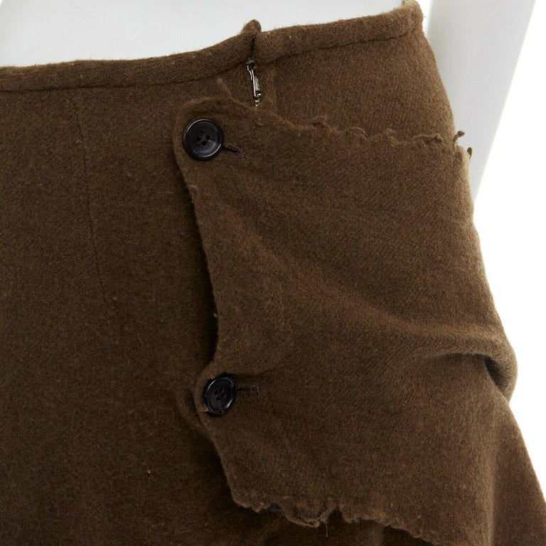 COMME DES GARCONS Vintage AW1994 green boiled wool deconstructed skirt ...