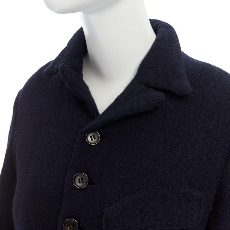 COMME DES GARCONS Vintage AW1994 navy shrunken boiled wool tail coat S ...