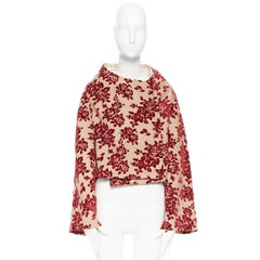 COMME DES GARCONS Vintage AW1996 brown floral velvet devore wrap front jacket M