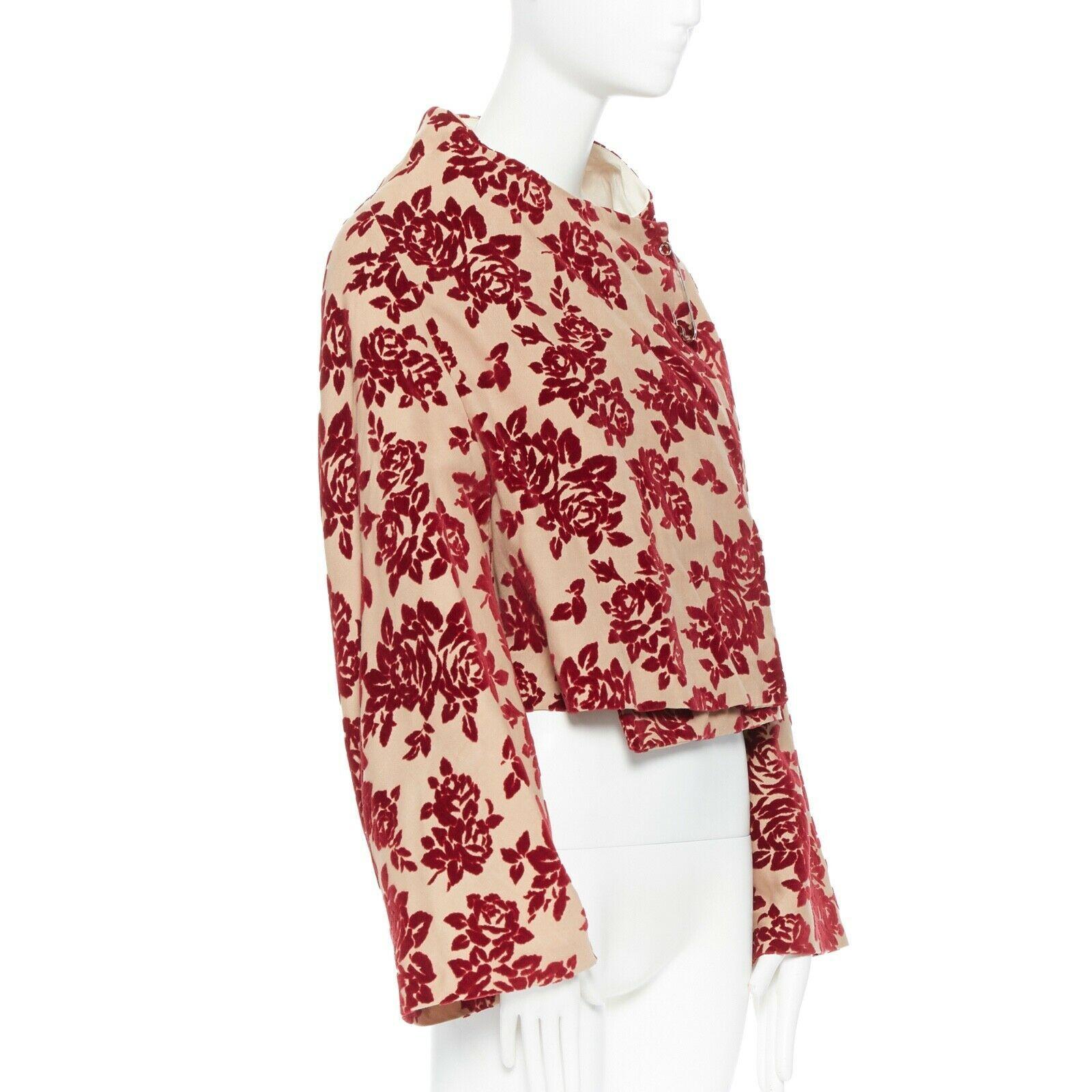 Women's COMME DES GARCONS Vintage AW1996 brown floral velvet devore wrap front jacket M