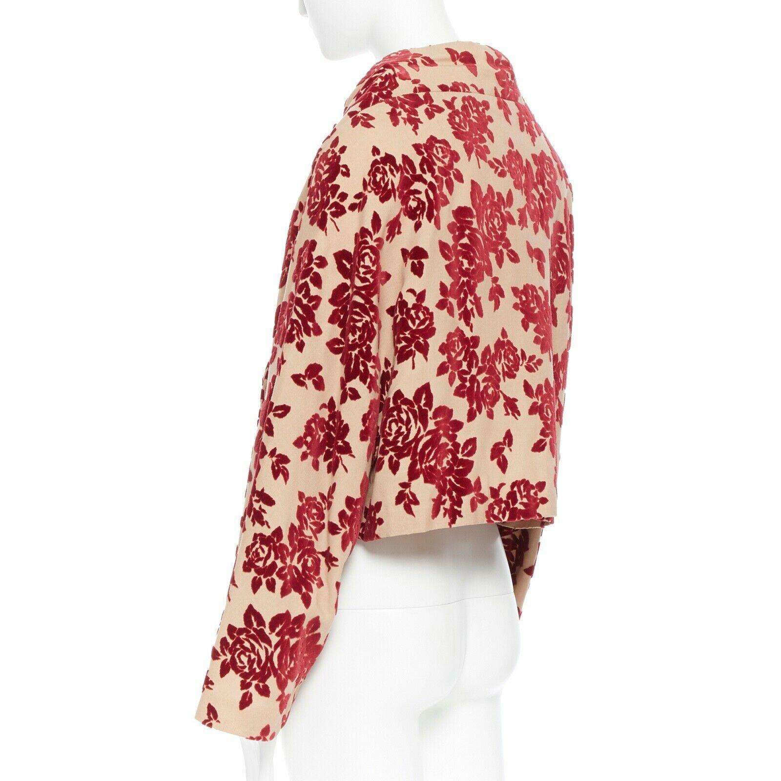 COMME DES GARCONS Vintage AW1996 brown floral velvet devore wrap front jacket M 3
