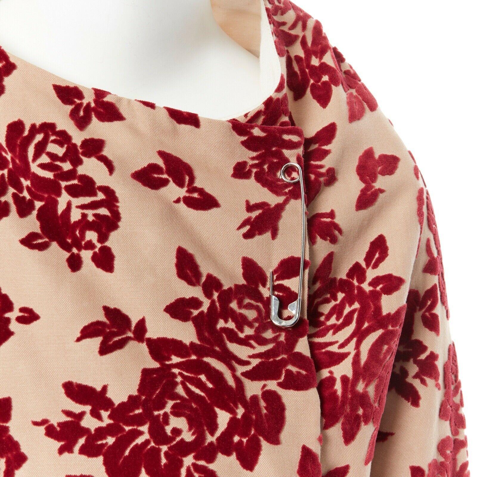 COMME DES GARCONS Vintage AW1996 brown floral velvet devore wrap front jacket M 4