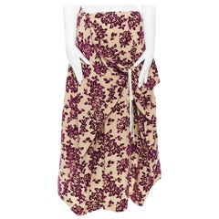 COMME DES GARCONS Vintage AW1996 purple floral devore velvet tie front skirt S