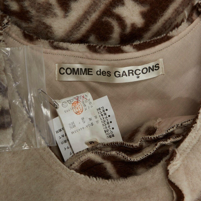 COMME DES GARCONS Vintage AW93 beige baroque print deconstructed wool ...