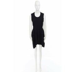 COMME DES GARCONS Vintage AW94 black wool raw edge slit sides tie back dress M