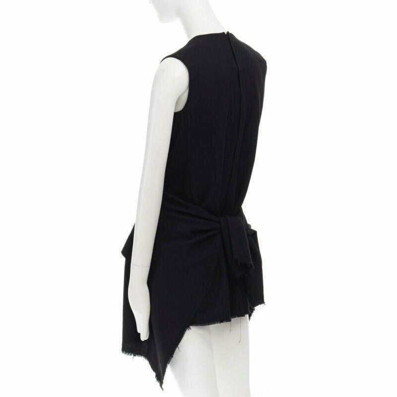 COMME DES GARCONS Vintage AW94 black wool raw edge slit sides tie back dress M For Sale 1