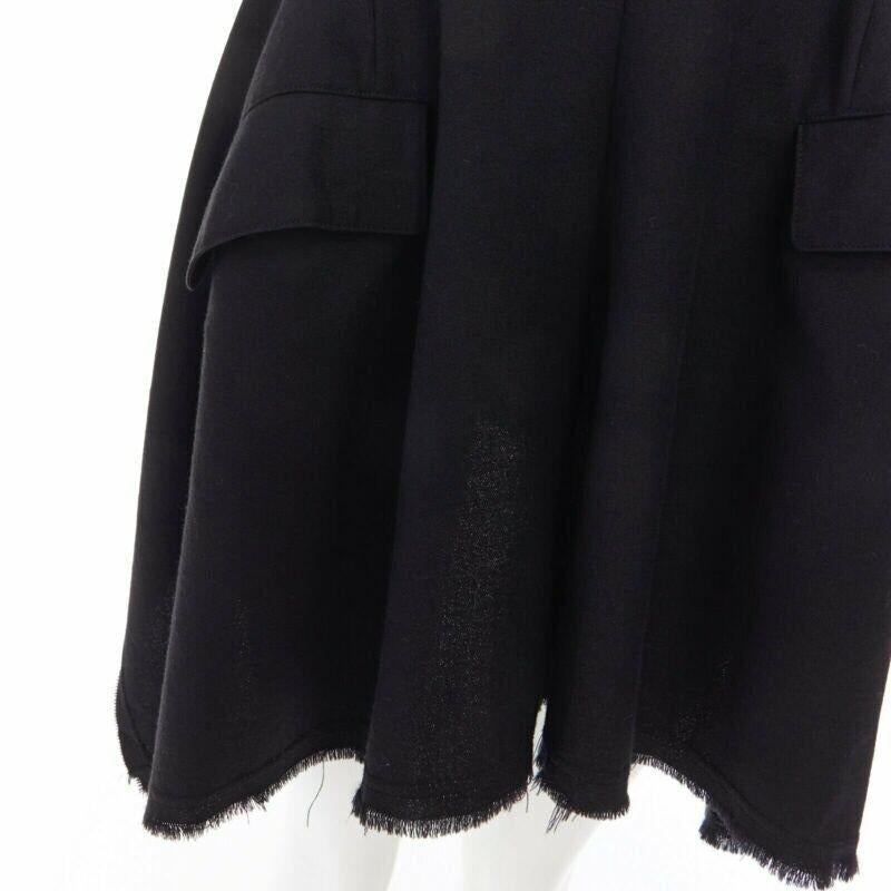 COMME DES GARCONS Vintage AW94 black wool raw edge slit sides tie back dress M For Sale 4