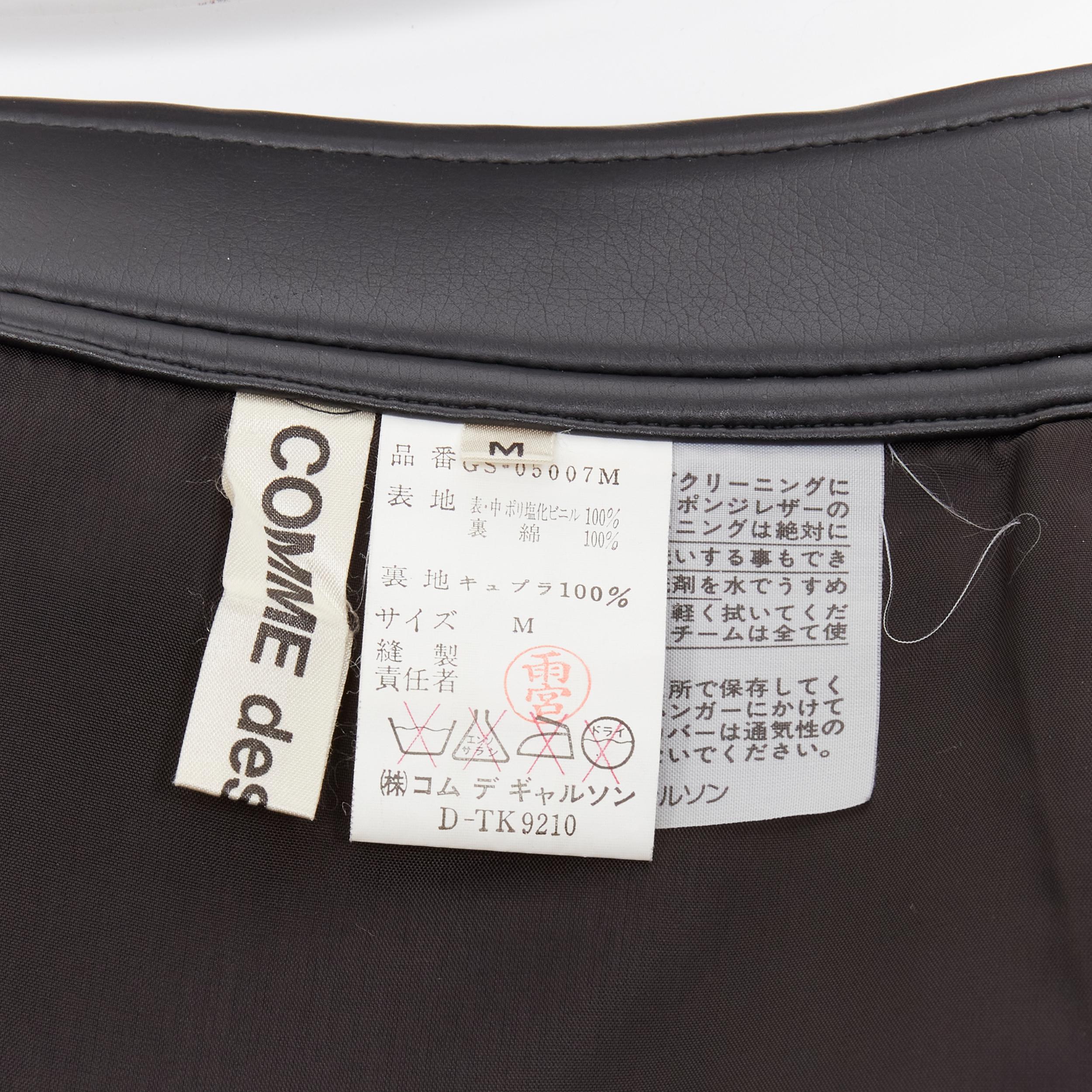 COMME DES GARCONS Vintage black faux leather silver buckle asymmetric skirt M For Sale 2