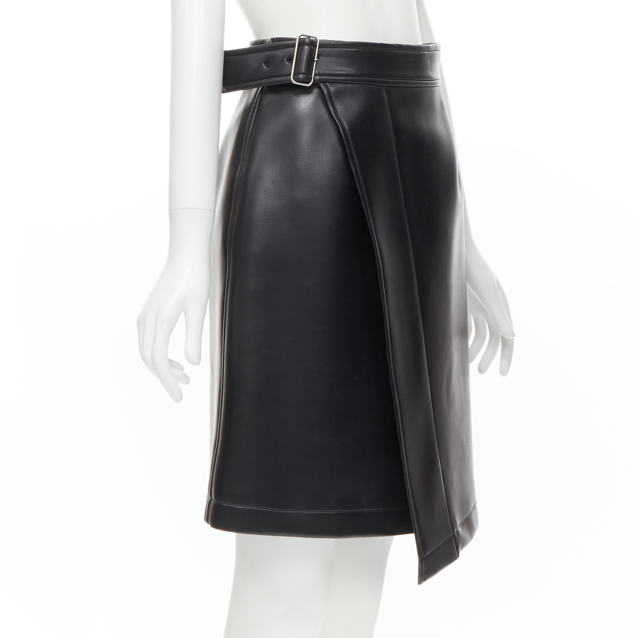 black leather buckle skirt