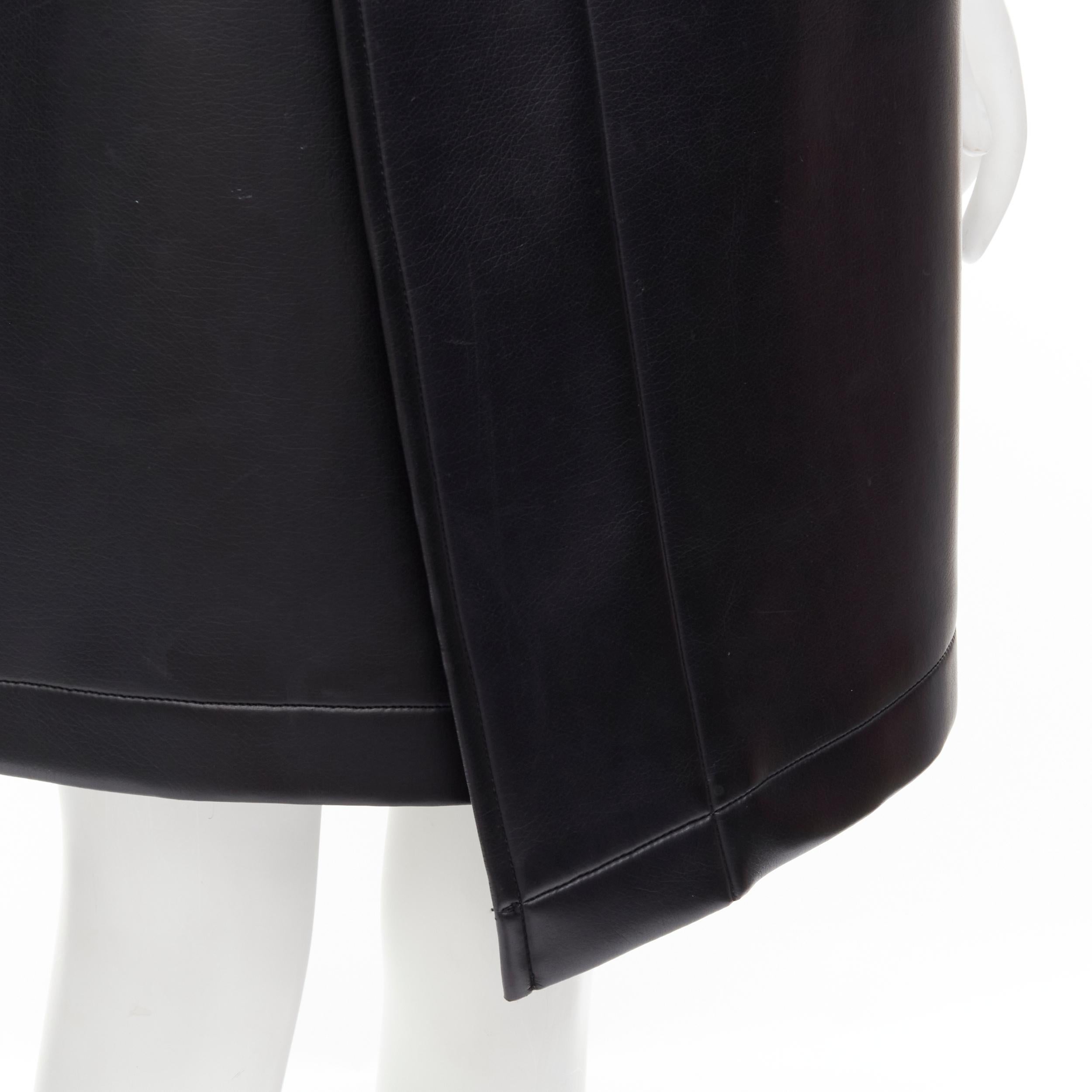 Women's COMME DES GARCONS Vintage black faux leather silver buckle asymmetric skirt M For Sale