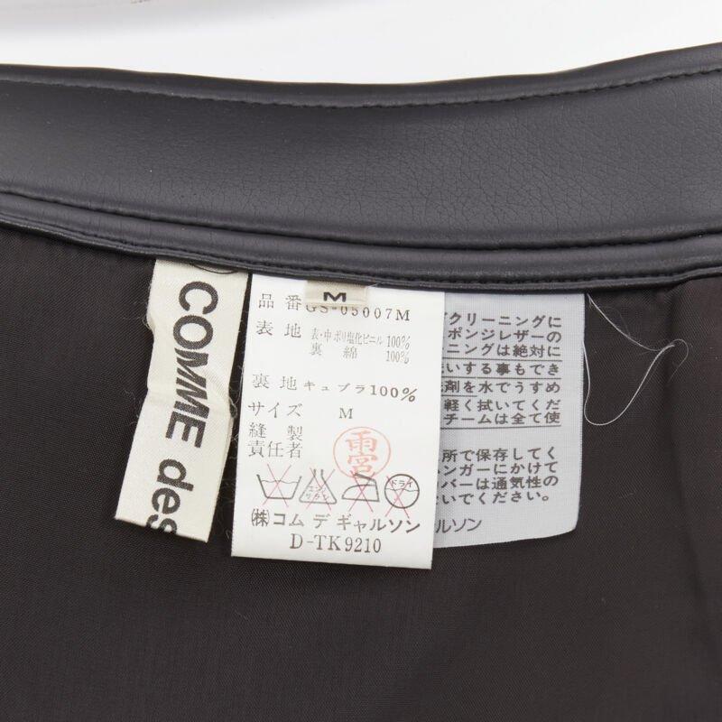 COMME DES GARCONS Vintage black faux leather silver buckle wrap skirt M For Sale 5