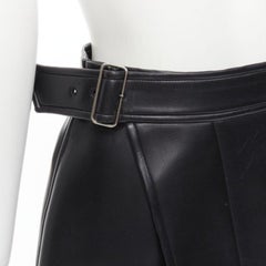 COMME DES GARCONS Vintage black faux leather silver buckle wrap skirt M