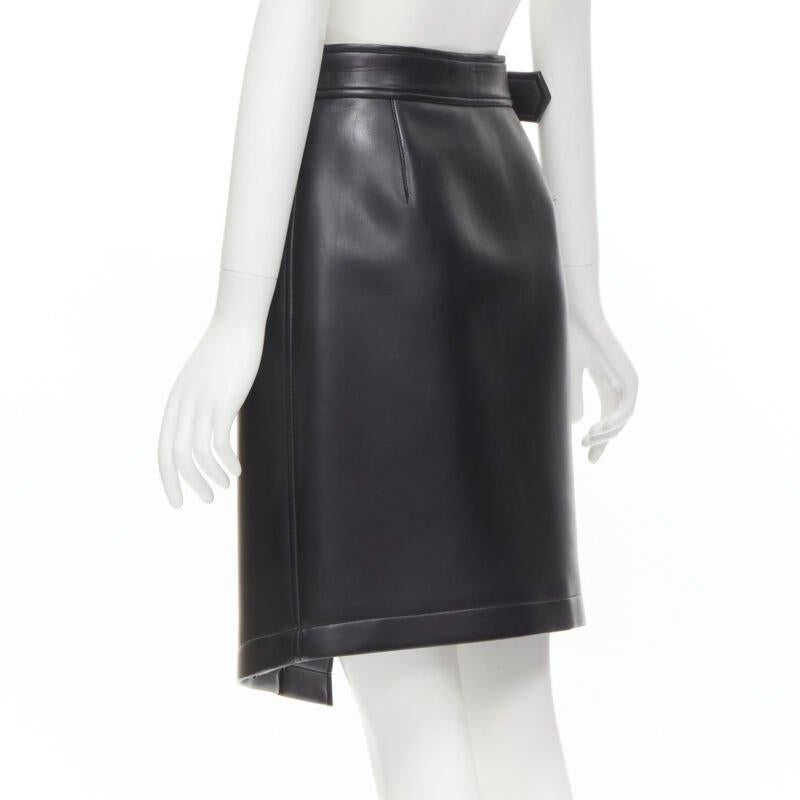 COMME DES GARCONS Vintage black faux leather silver buckle wrap skirt M For Sale 1