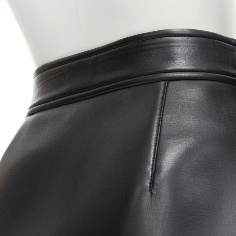 COMME DES GARCONS Vintage black faux leather silver buckle wrap skirt M For Sale 2