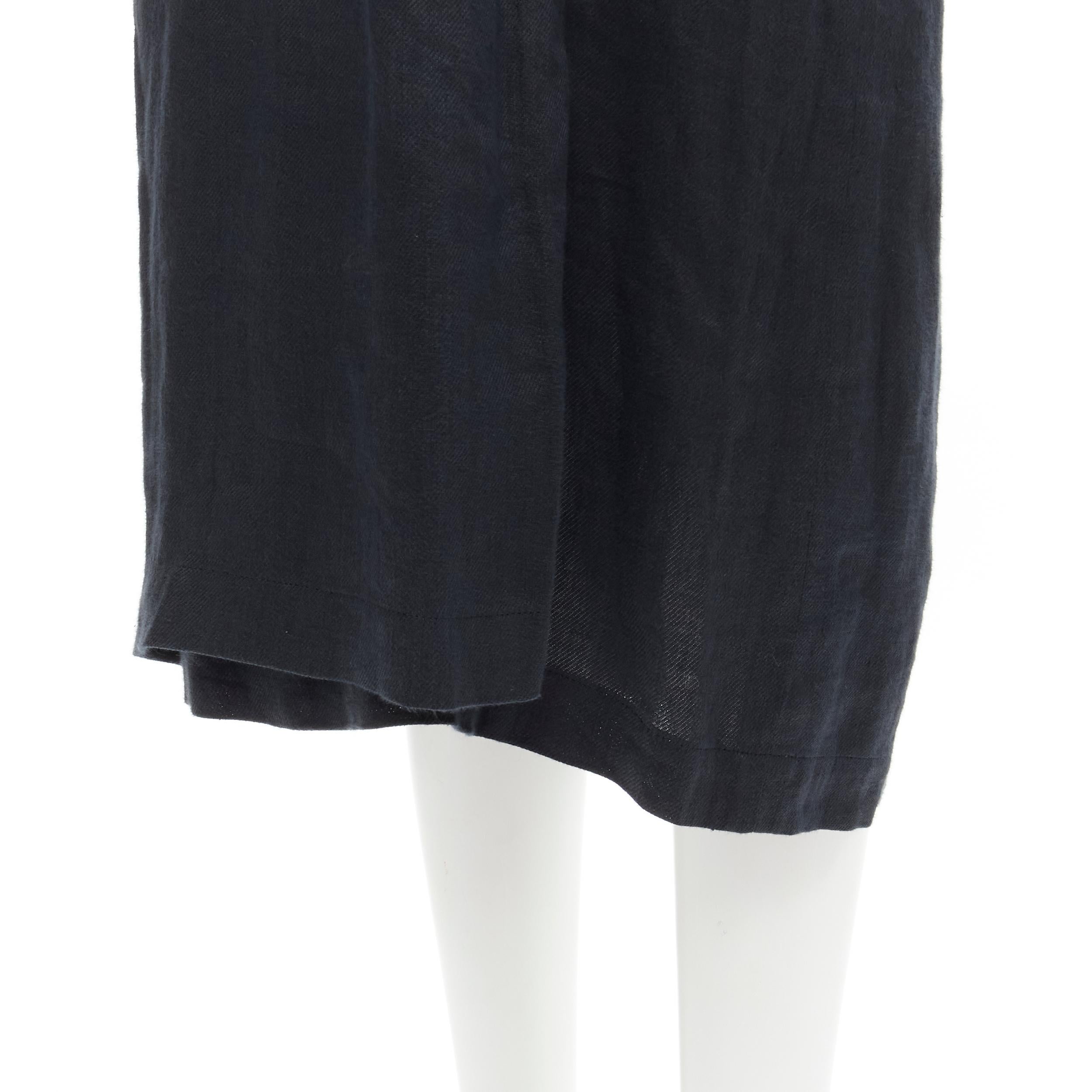 COMME DES GARCONS Vintage black linen one shoulder sash button dungaree skirt S For Sale 3