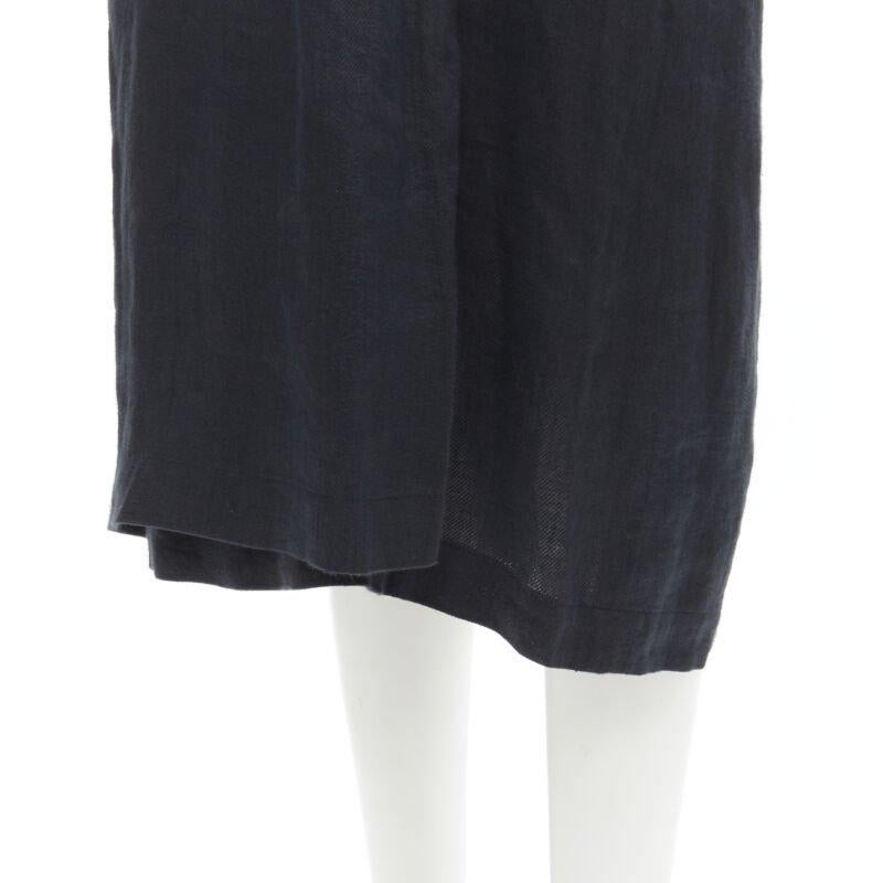 COMME DES GARCONS Gonna vintage in lino nera monospalla con bottoni a fascia S in vendita 3