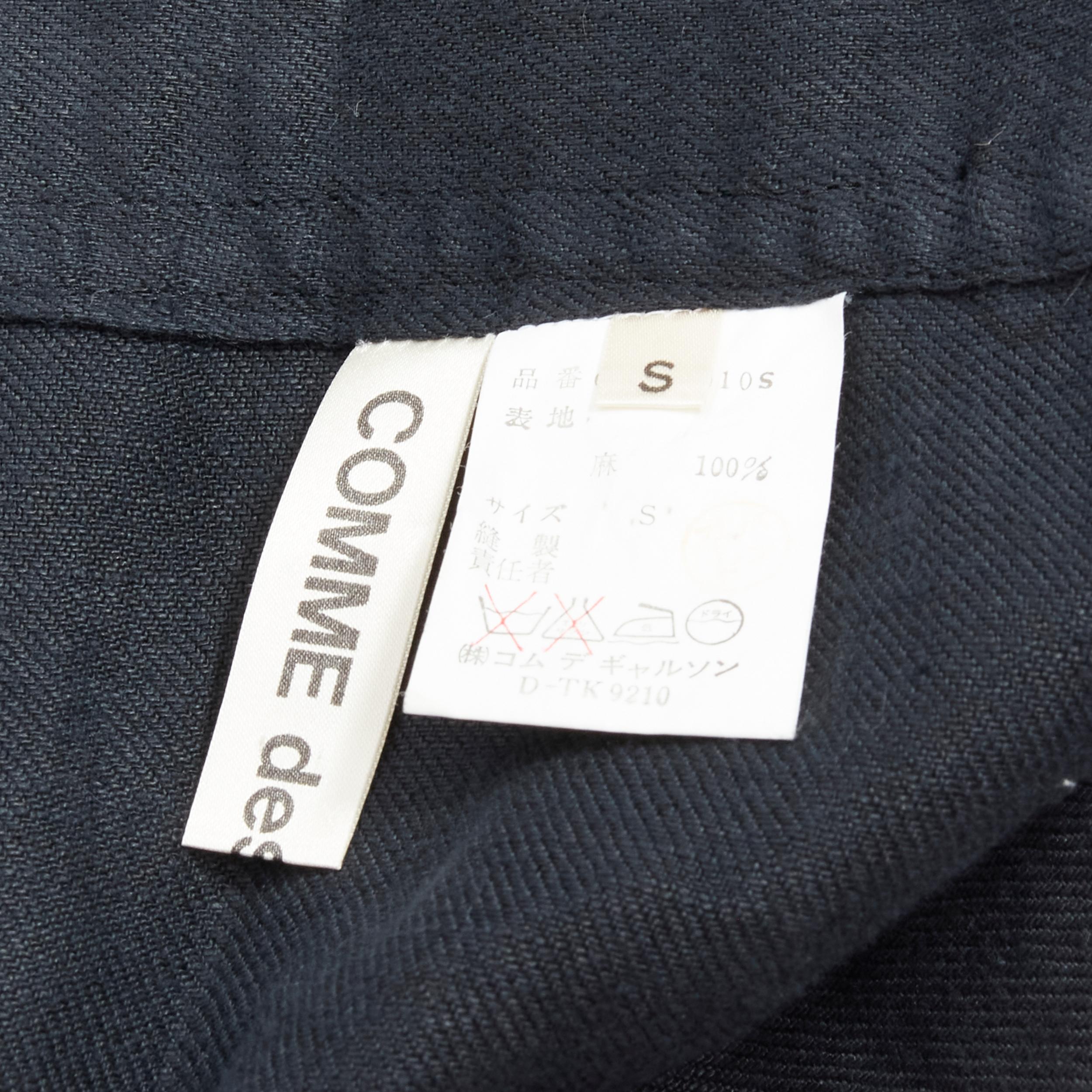 COMME DES GARCONS Vintage black linen one shoulder sash button dungaree skirt S For Sale 4
