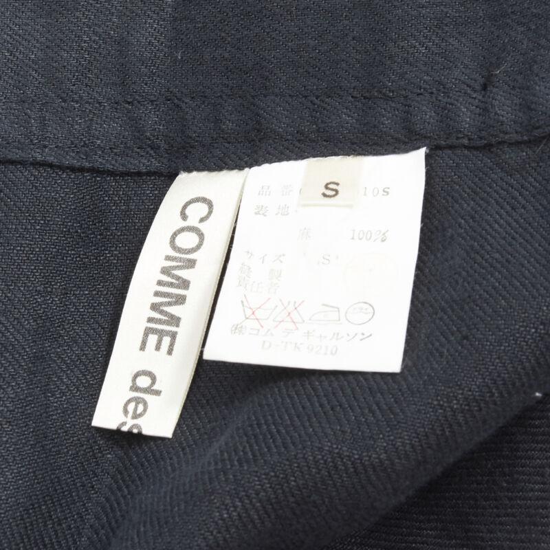 COMME DES GARCONS Gonna vintage in lino nera monospalla con bottoni a fascia S in vendita 4
