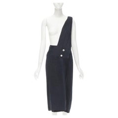 COMME DES GARCONS Vintage Schwarzer schulterfreier Minirock aus Leinen mit Knopfleiste S