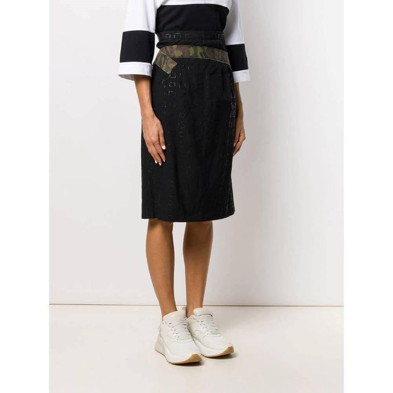 Tricot Comme des Garcons 1990 black wool gabardine long skirt - M