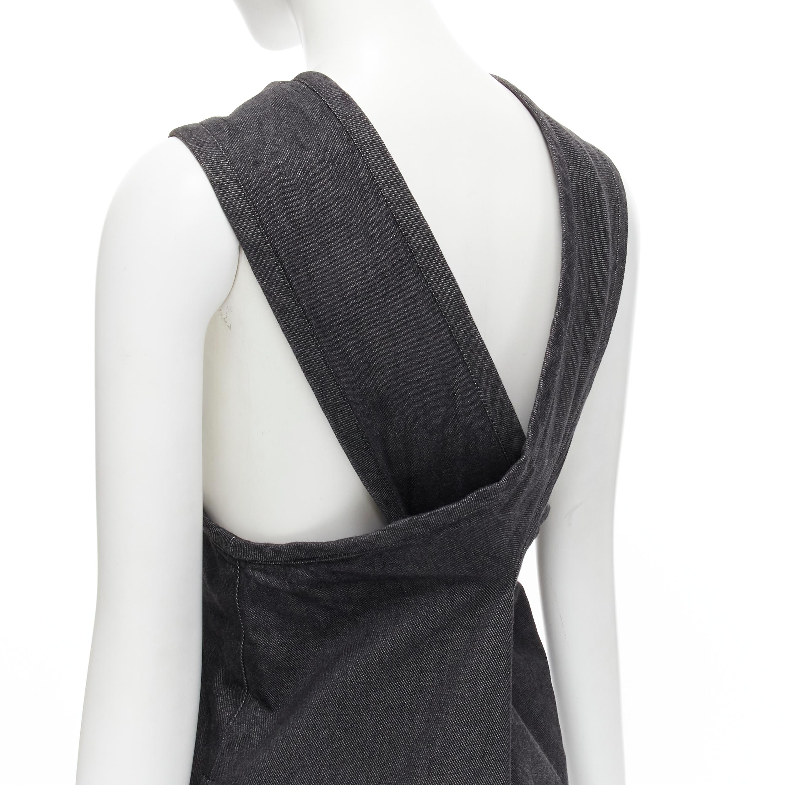 COMME DES GARCONS Vintage grey denim cross strap casual midi dress S 2