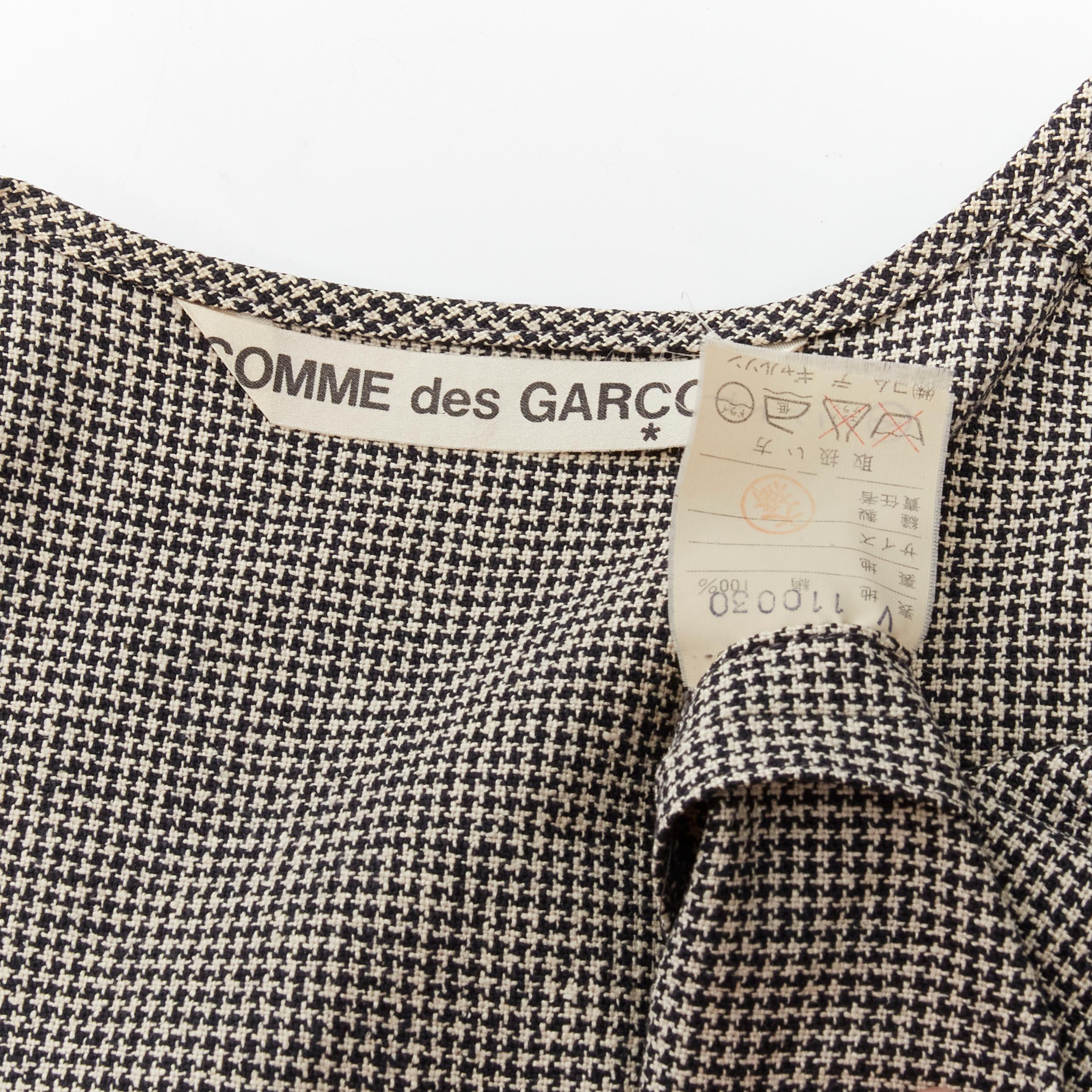 COMME DES GARCONS Vintage grey houndstooth bell button foldover boxy vest For Sale 5