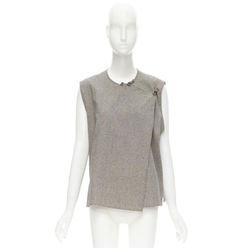 COMME DES GARCONS Vintage chaleco boxy gris pata de gallo con botones plegables en venta 6