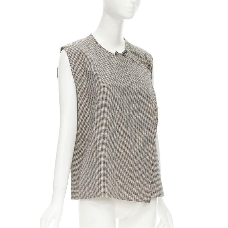 COMME DES GARCONS Vintage chaleco boxy gris pata de gallo con botones plegables en Excelente estado para la venta en Hong Kong, NT