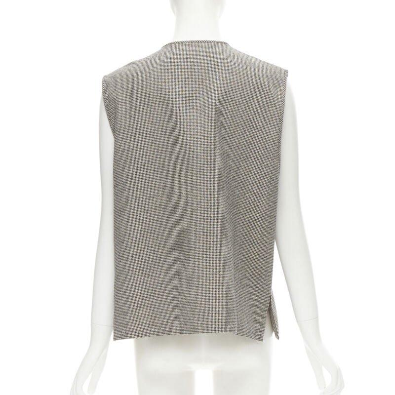 COMME DES GARCONS Vintage chaleco boxy gris pata de gallo con botones plegables en venta 1