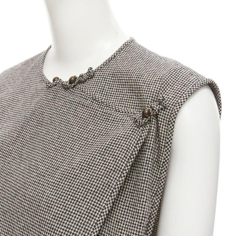 COMME DES GARCONS Vintage chaleco boxy gris pata de gallo con botones plegables en venta 3