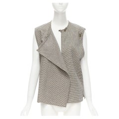 COMME DES GARCONS Vintage grey houndstooth bell button foldover boxy vest