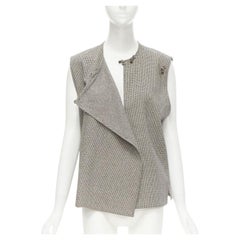 COMME DES GARCONS Vintage chaleco boxy gris pata de gallo con botones plegables