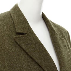 COMME DES GARCONS Vintage moss brown wool felt gold double breasted blazer M
