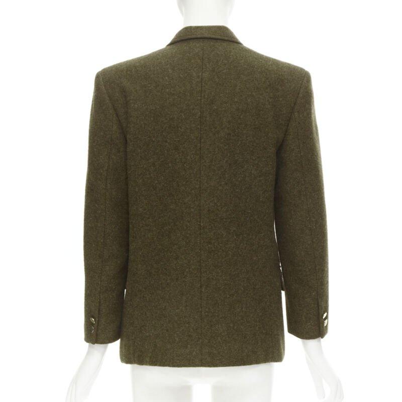 Women's COMME DES GARCONS Vintage moss brown wool felt gold double breasted blazer M For Sale