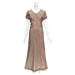 COMME DES GARCONS Vintage nude black sheer overlay A-line dress S Cindy Sherman