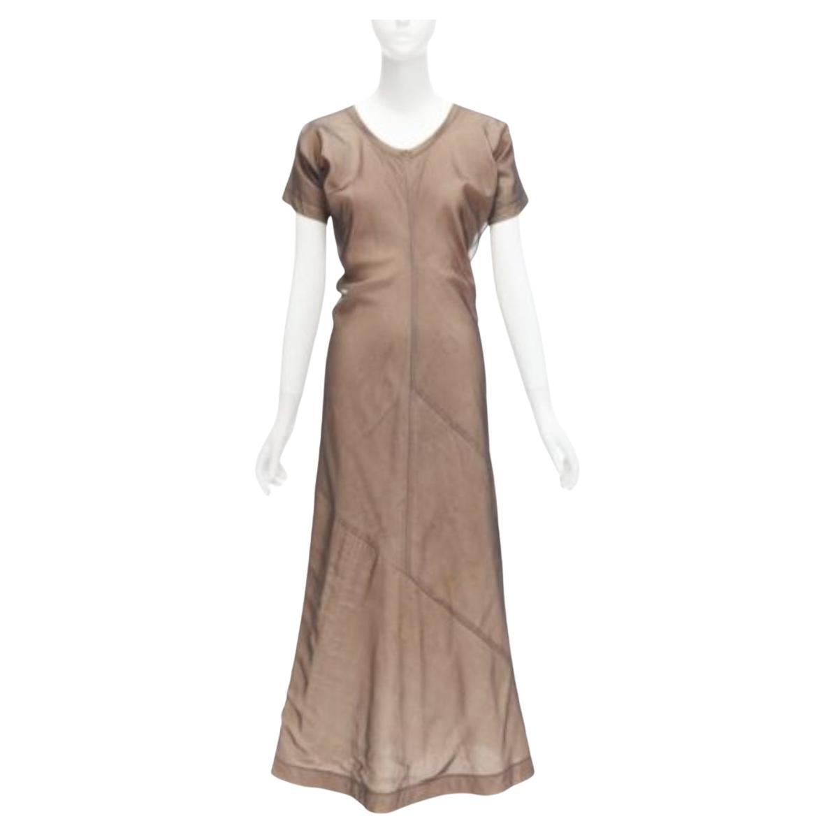 COMME DES GARCONS Vintage nude black sheer overlay A-line dress S Cindy Sherman