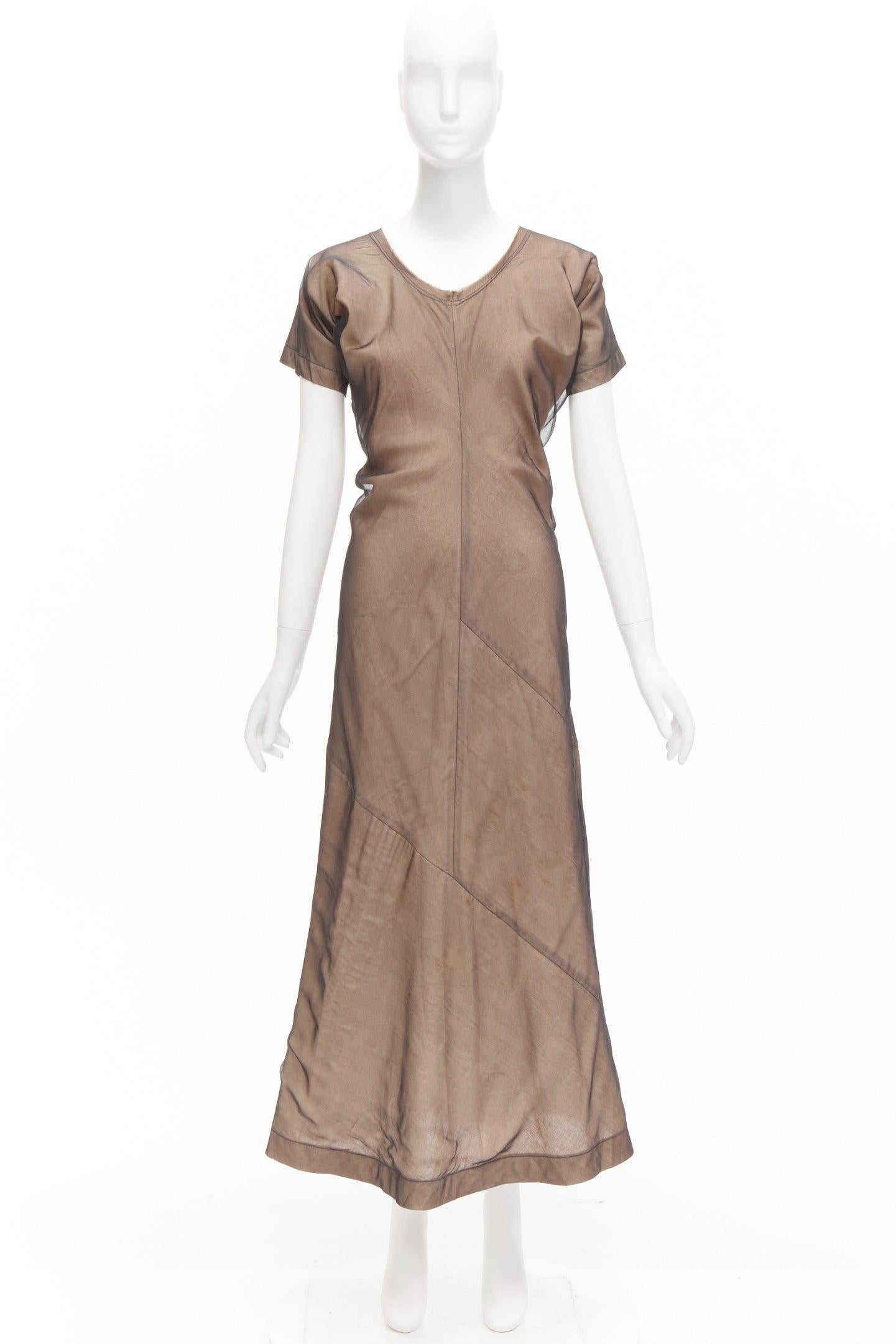 COMME DES GARCONS Vintage nude sheer overlay A-line bias dress S Cindy Sherman For Sale 6