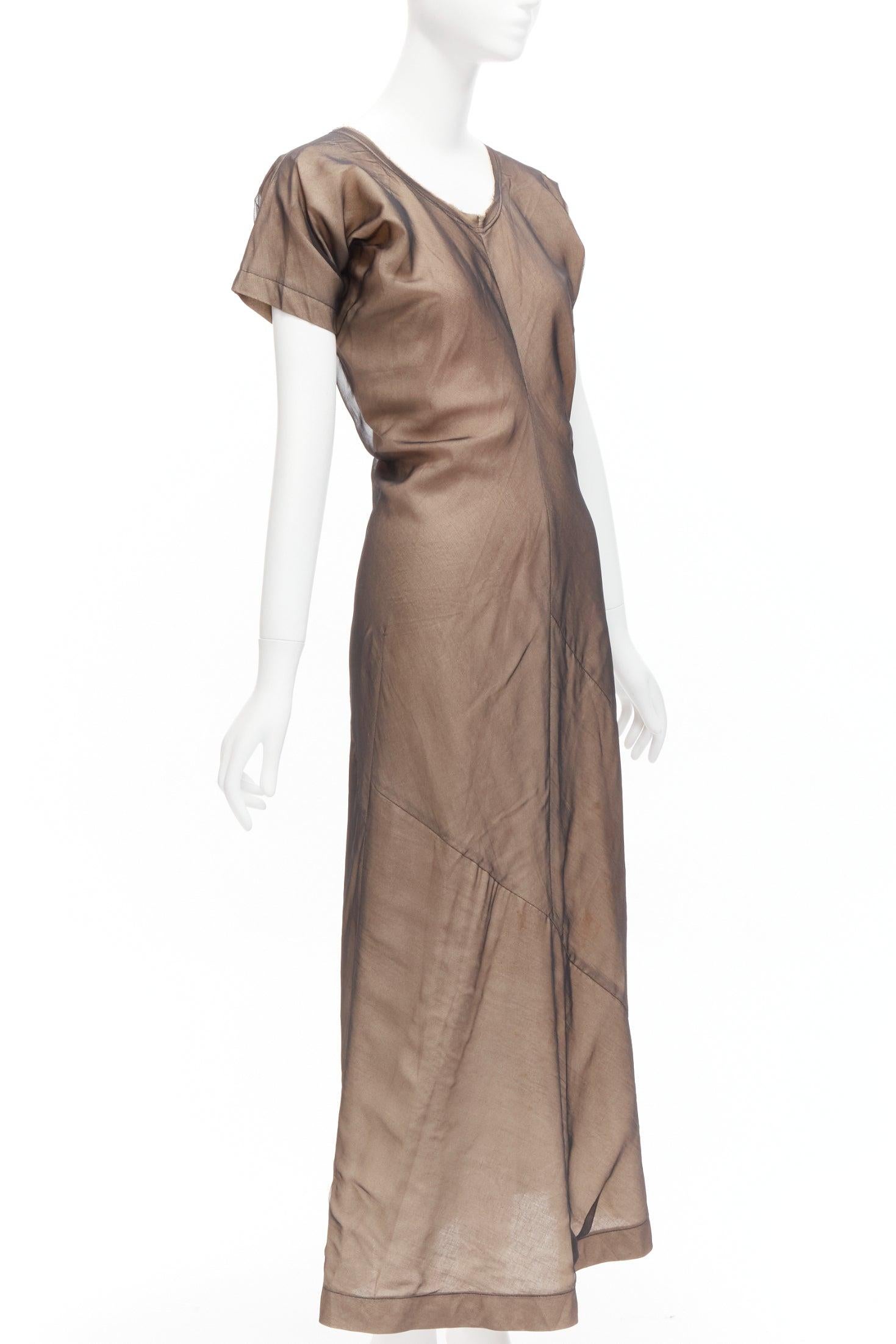 COMME DES GARCONS Vintage nude sheer overlay A-line bias dress S Cindy Sherman In Fair Condition For Sale In Hong Kong, NT