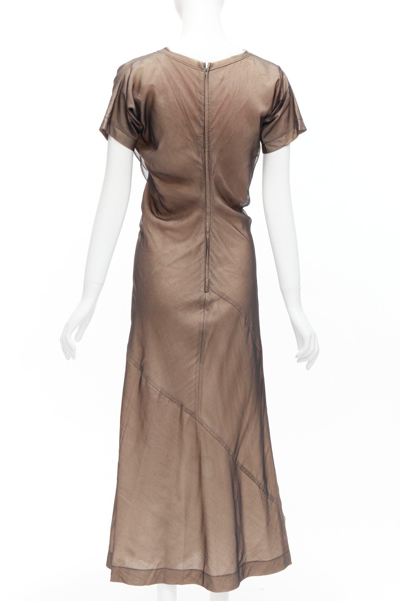 COMME DES GARCONS Vintage nude sheer overlay A-line bias dress S Cindy Sherman For Sale 1