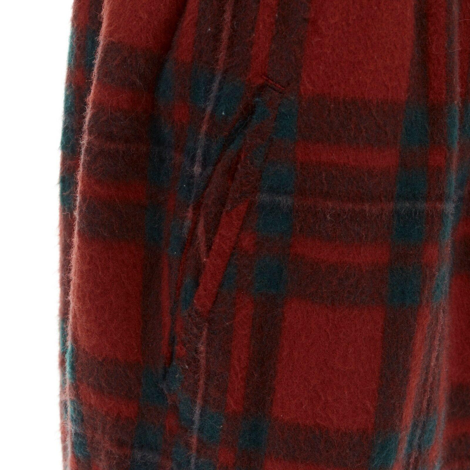 COMME DES GARCONS Vintage red plaid check wool elastic waist wide crop pants 28