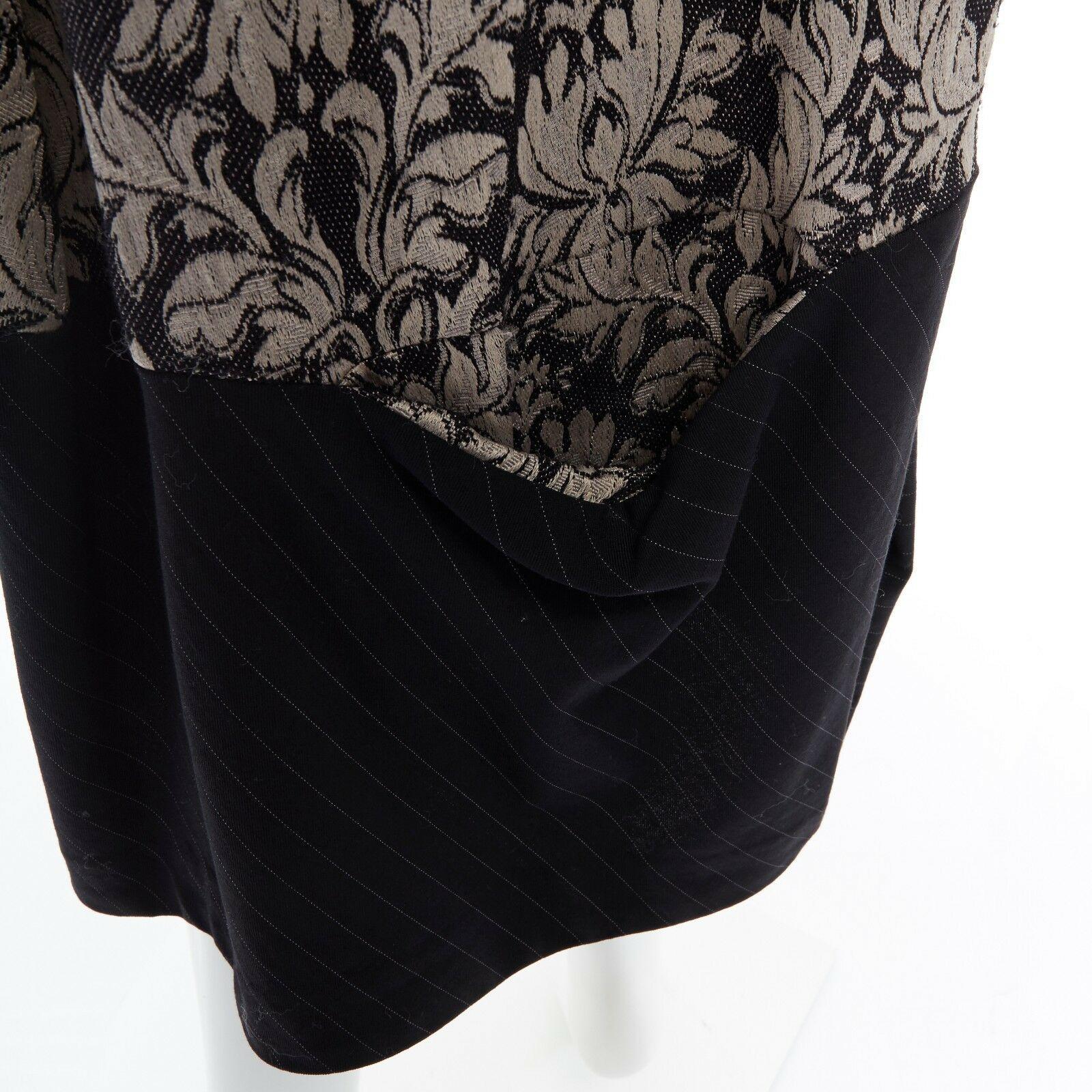 COMME DES GARCONS Vintage SS1993 black baroque floral jacquard pinstripe dress M 6