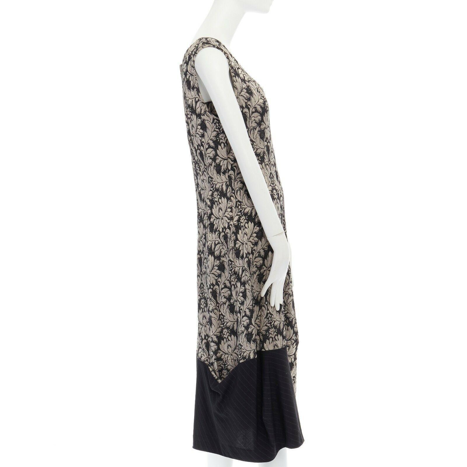 COMME DES GARCONS Vintage SS1993 black baroque floral jacquard pinstripe dress M 1