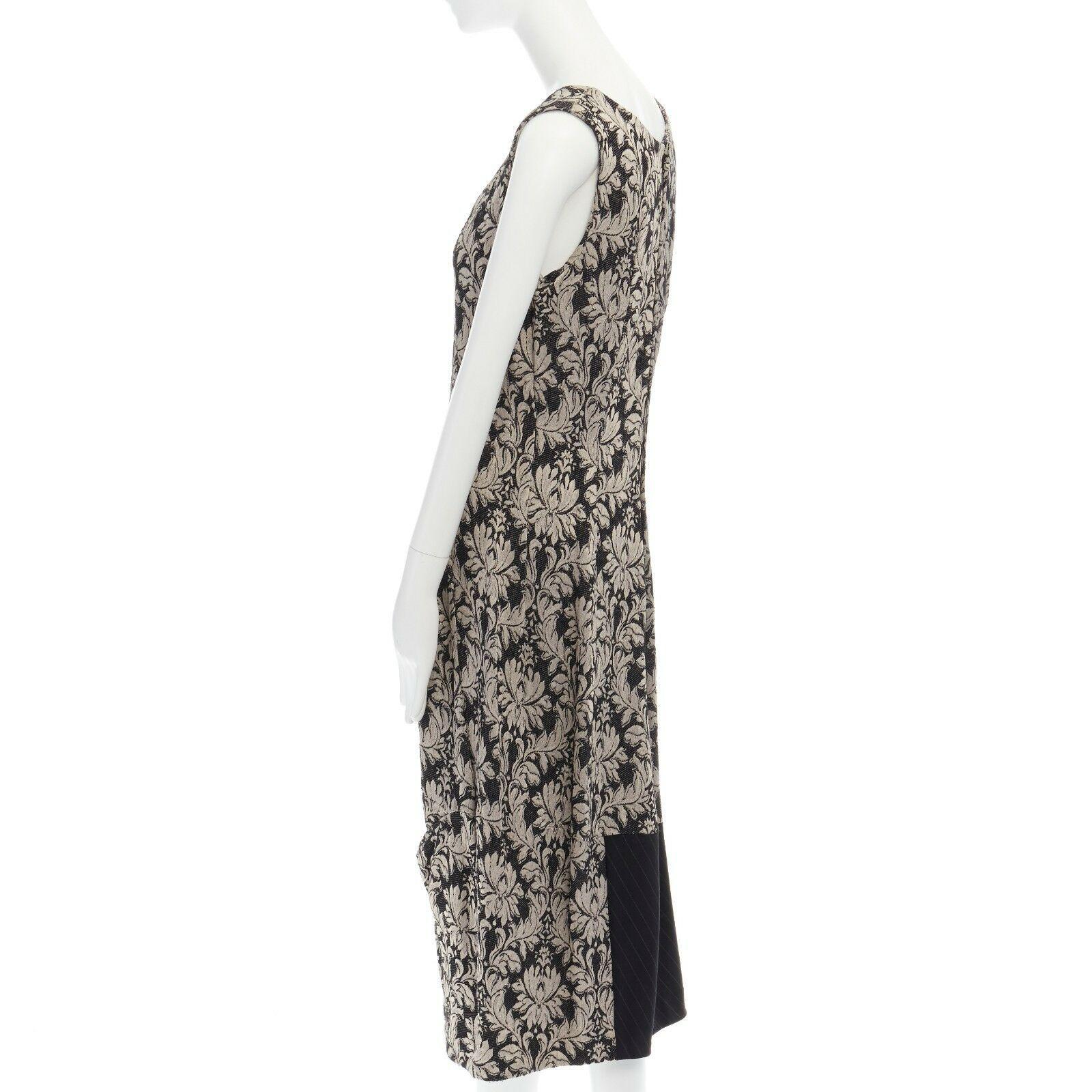 COMME DES GARCONS Vintage SS1993 black baroque floral jacquard pinstripe dress M 3
