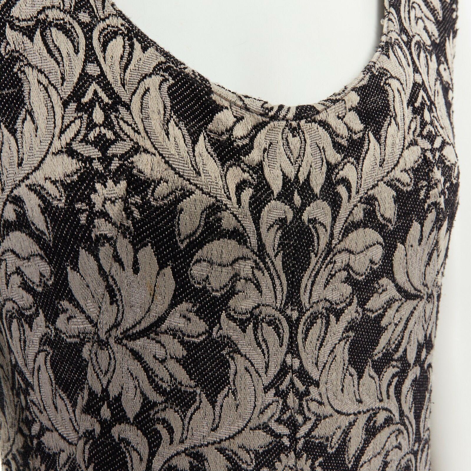 COMME DES GARCONS Vintage SS1993 black baroque floral jacquard pinstripe dress M 4