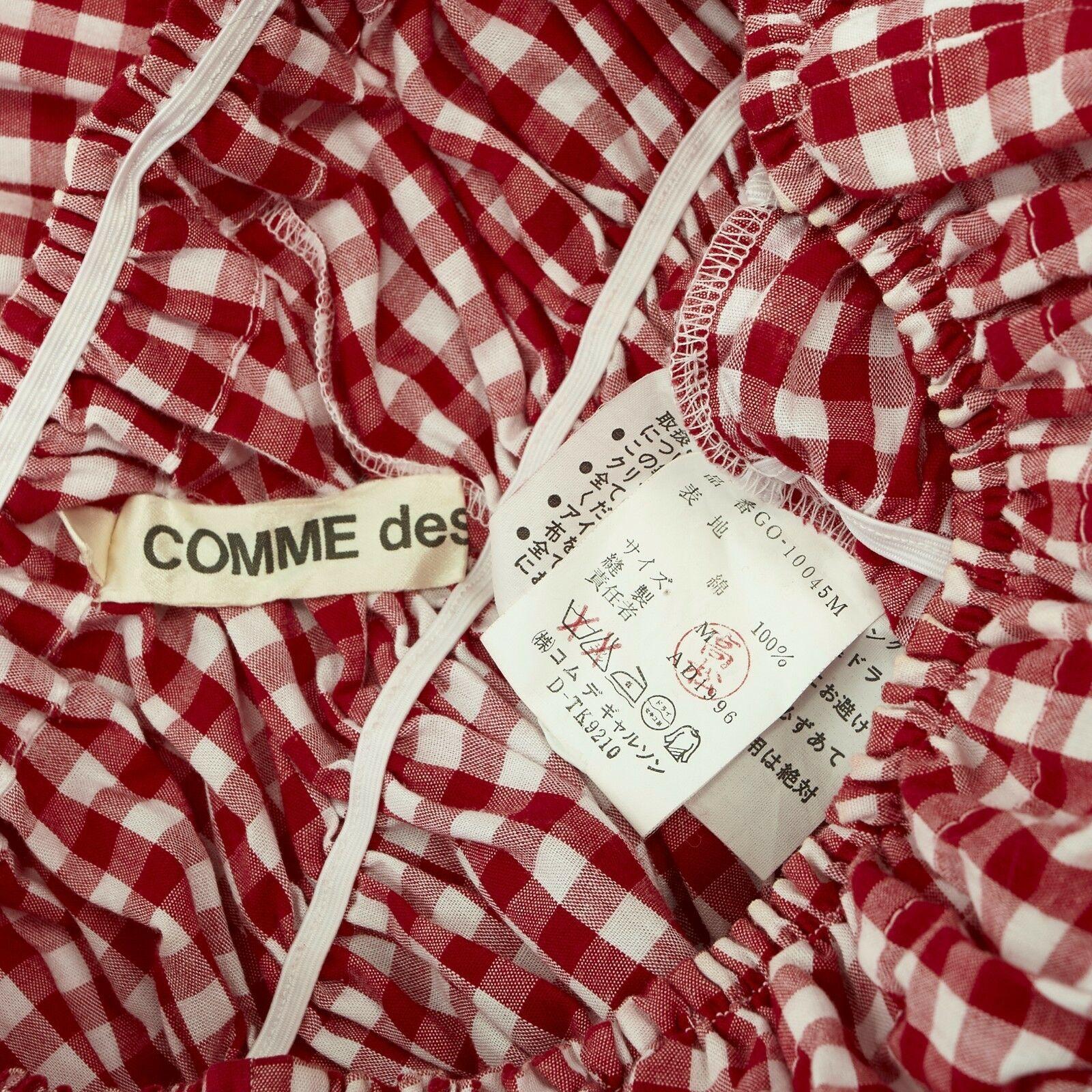 COMME DES GARCONS Vintage SS97 Lumps Bumps red white gingham irregular cut dress 3