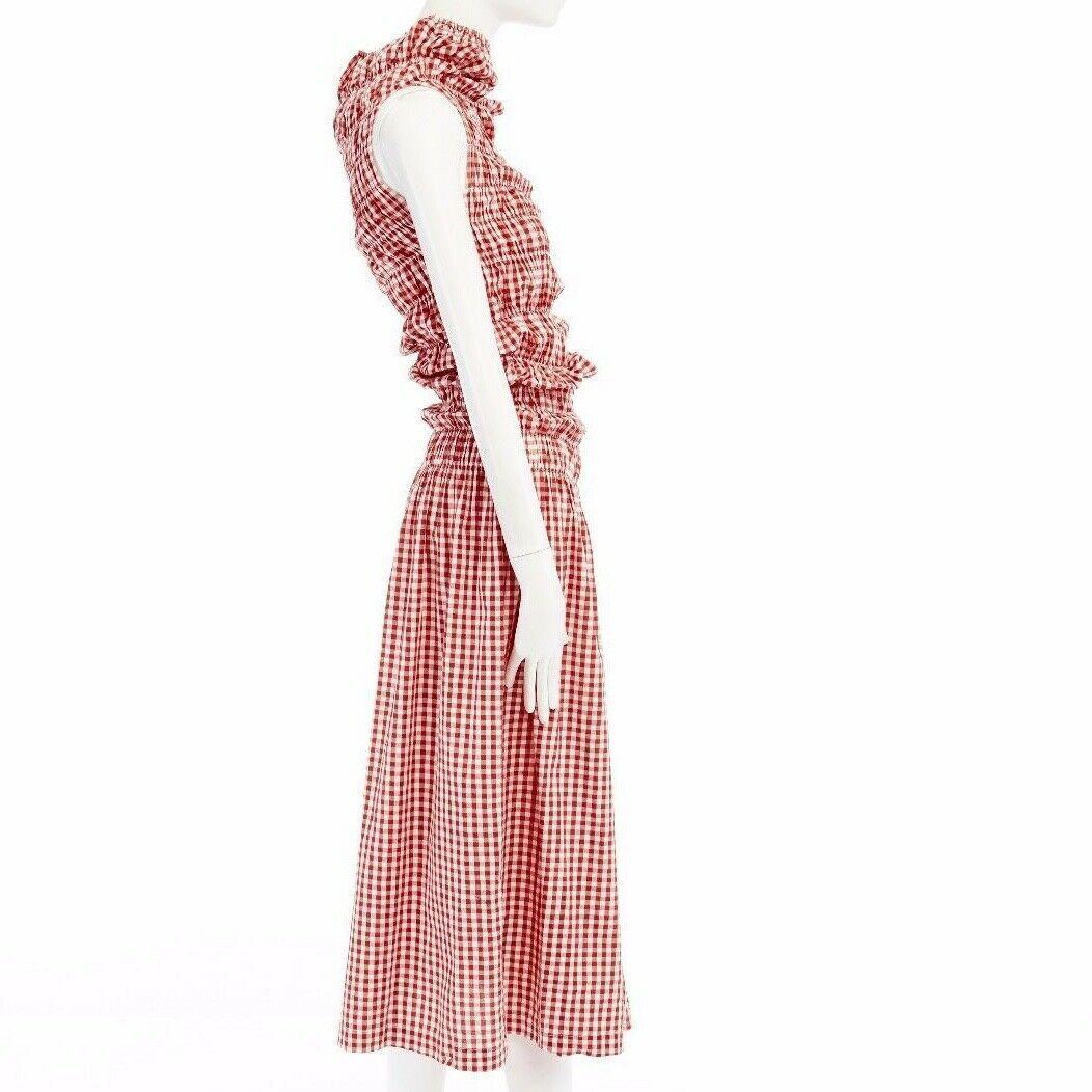 Beige COMME DES GARCONS Vintage SS97 Lumps Bumps red white gingham irregular cut dress