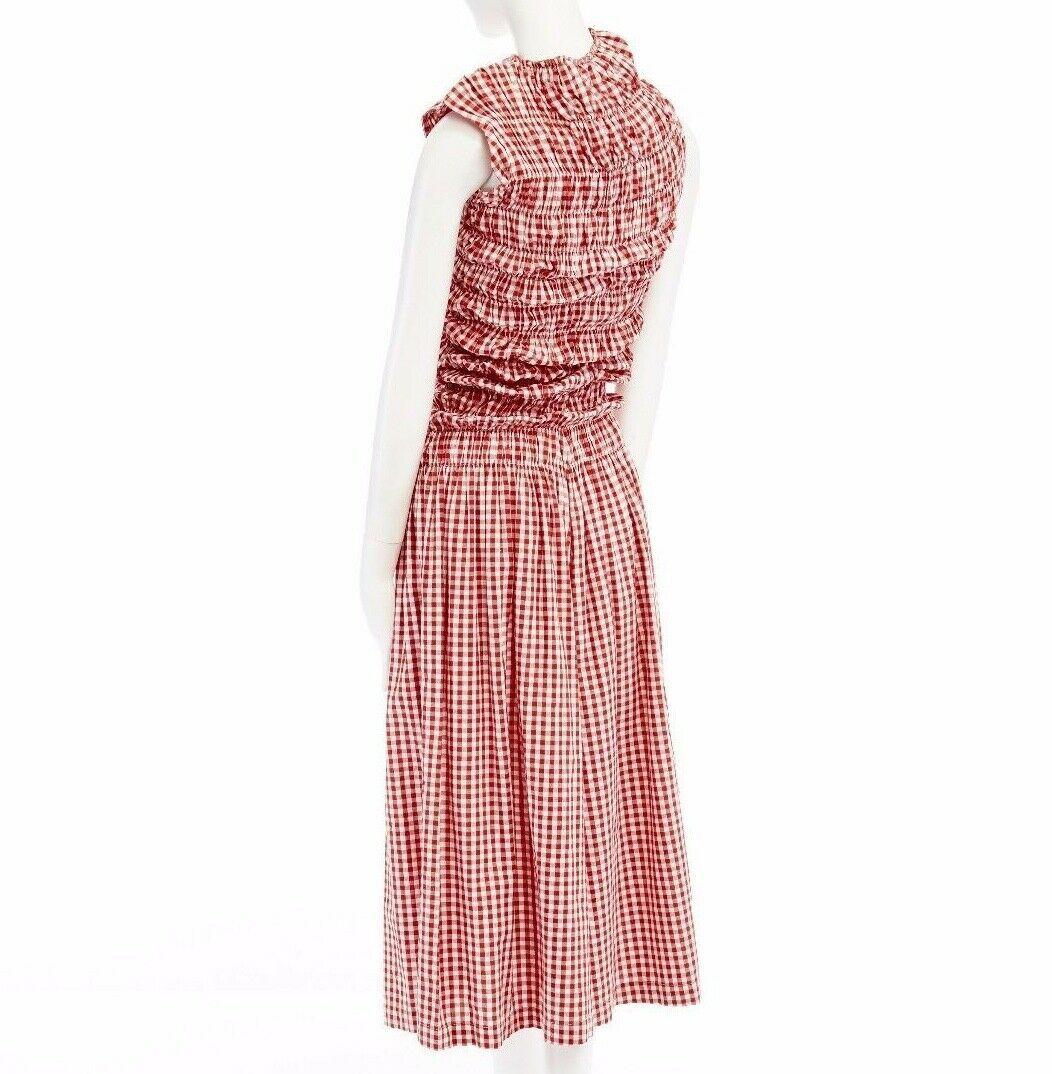 Women's COMME DES GARCONS Vintage SS97 Lumps Bumps red white gingham irregular cut dress