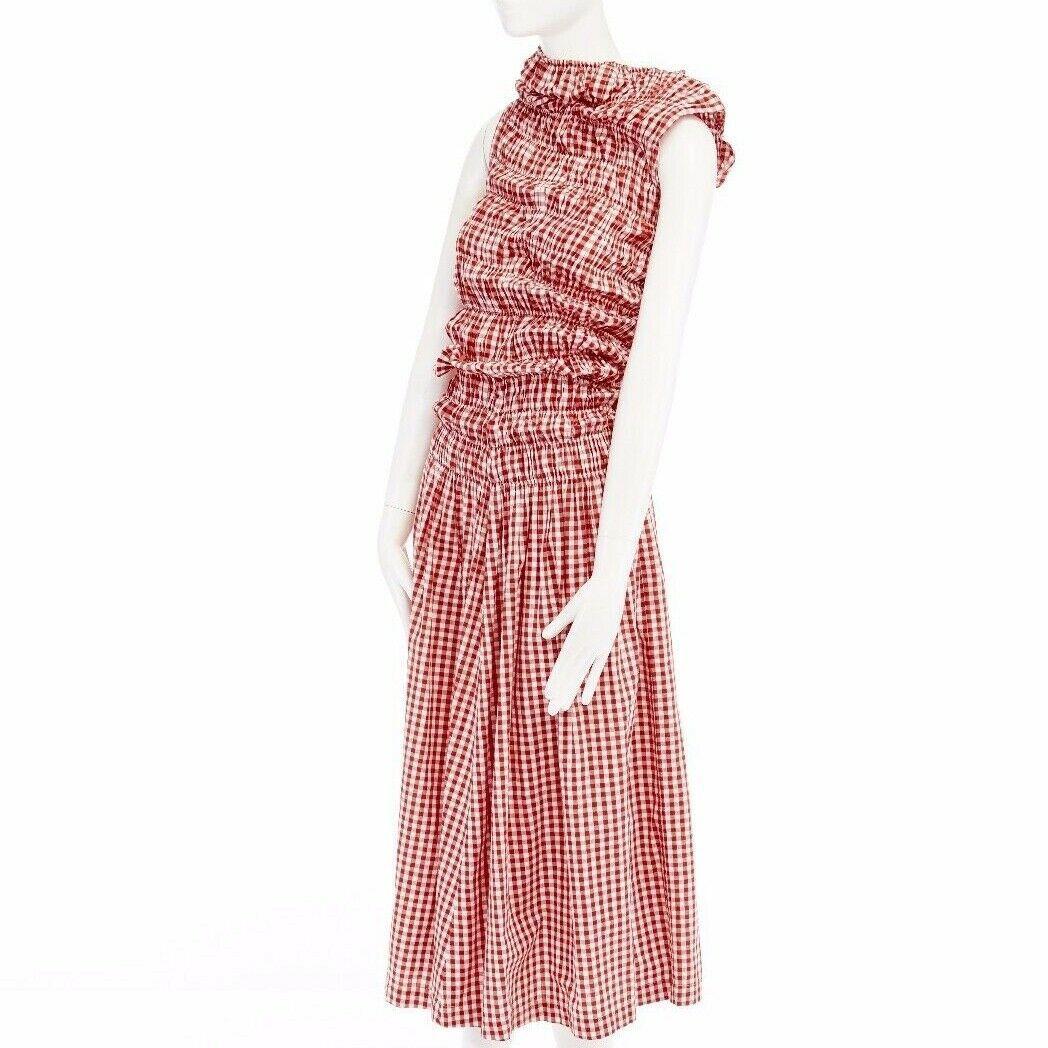 COMME DES GARCONS Vintage SS97 Lumps Bumps red white gingham irregular cut dress 1