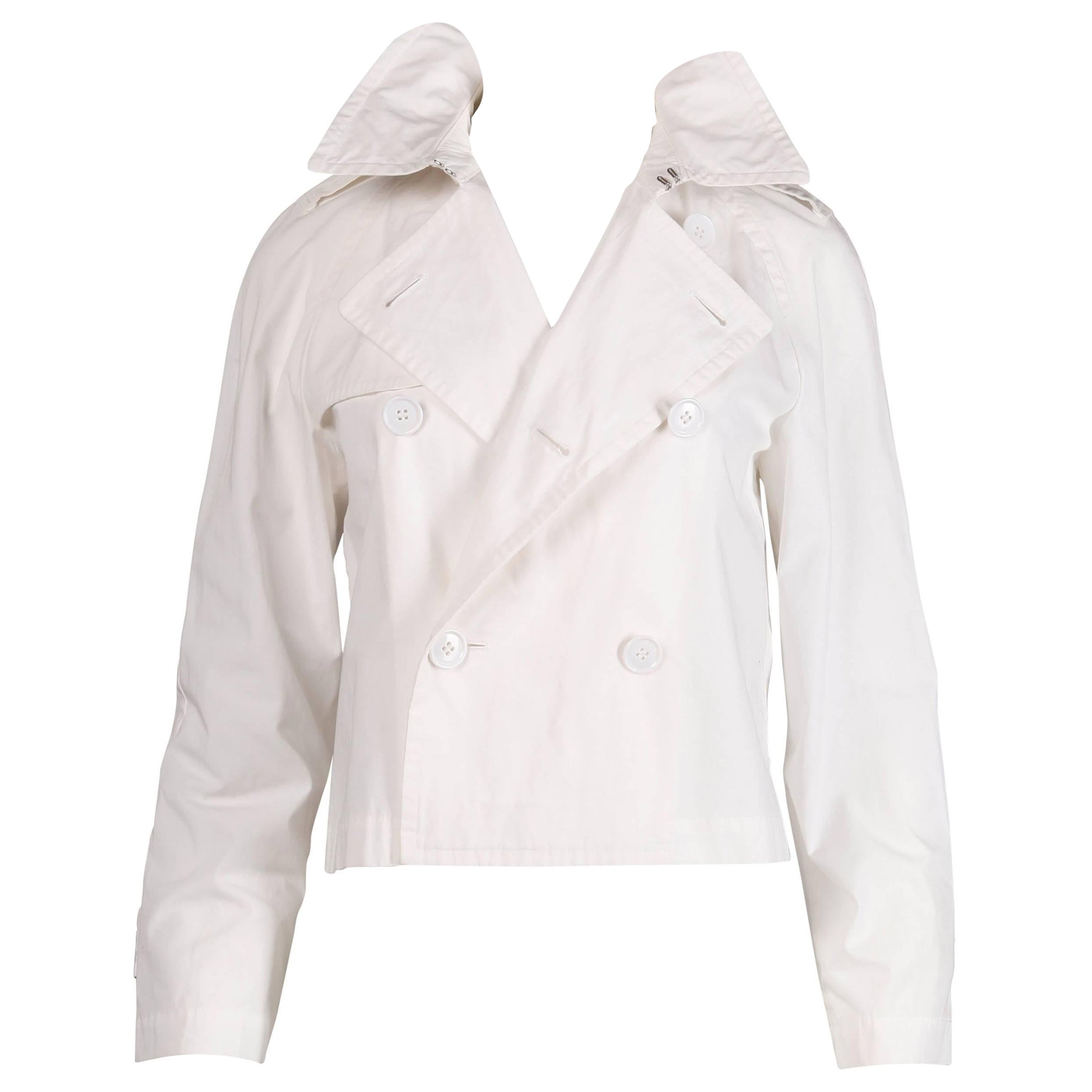 Pre-owned Comme Des Garçons Comme Des Garcons Vintage White Cotton Cropped Trench Coat Jacket, 1998